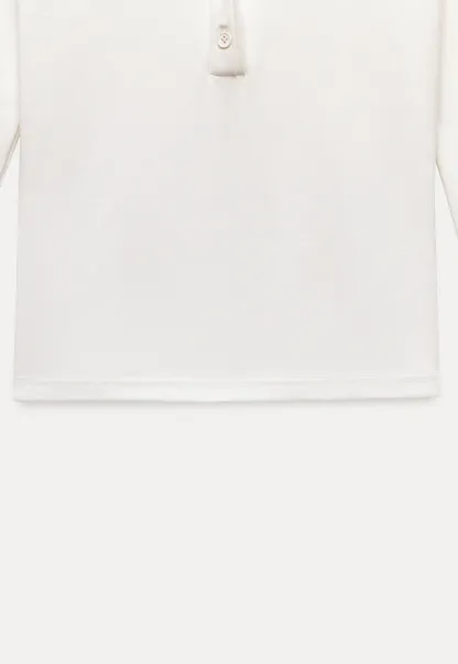 Womens White Lace Trim V Neck Long Sleeve Henley Top