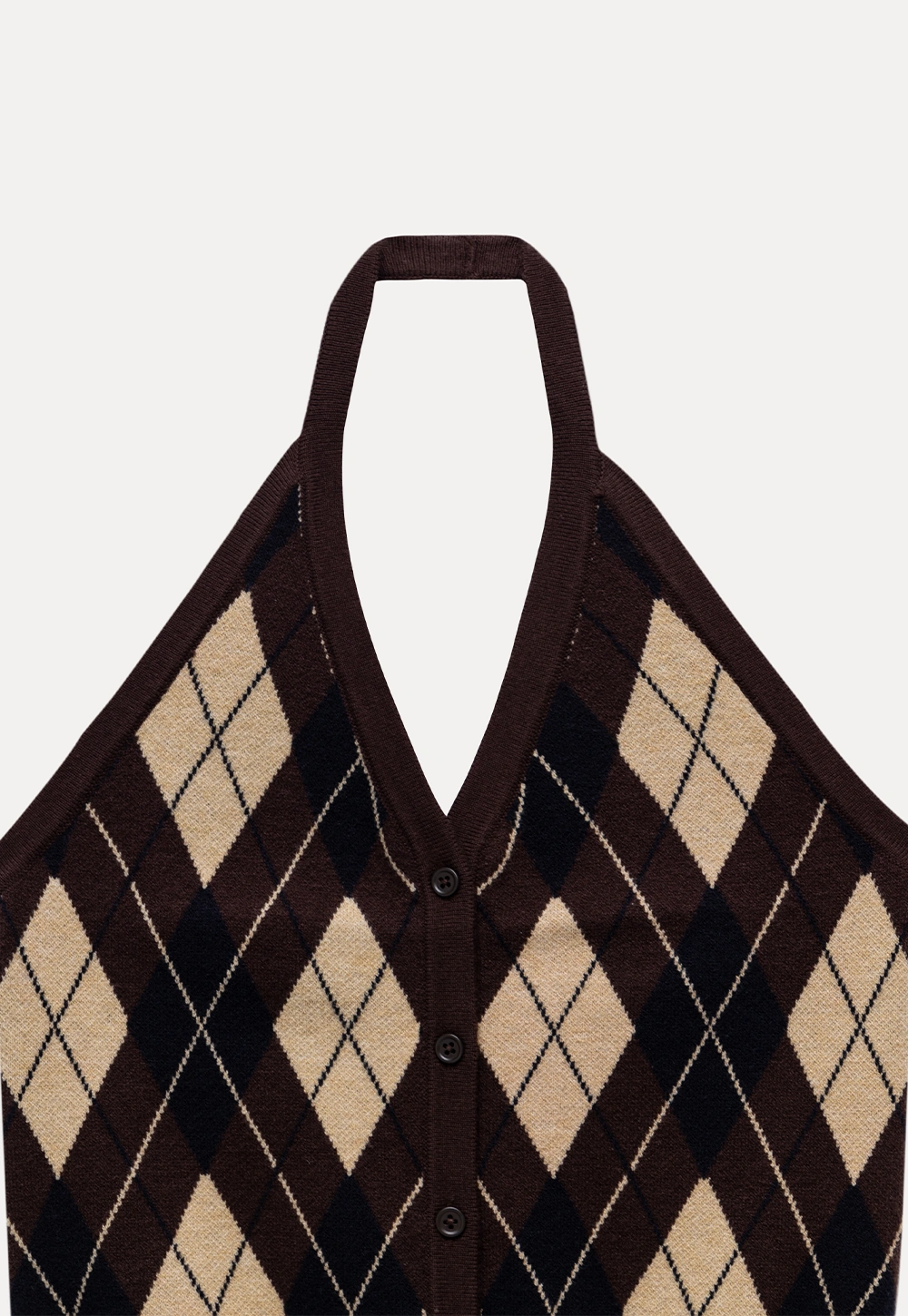 Womens Argyle Knit Button Down Cardigan Sweater