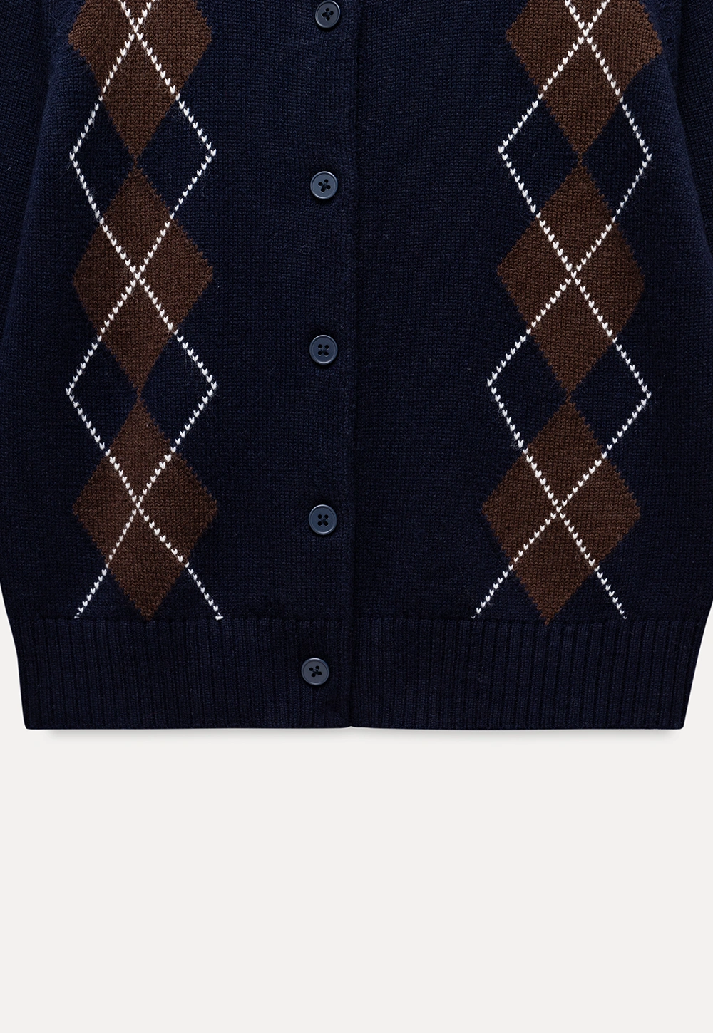 Womens Argyle Knit Cardigan Sweater Button Down Long Sleeve