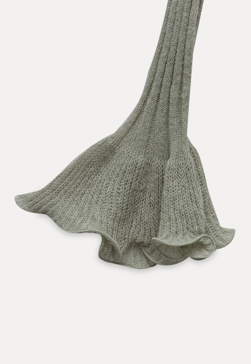 Womens Ruffle Hem Flared Sleeve Knit Top