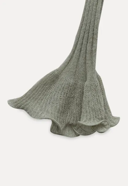 Womens Ruffle Hem Flared Sleeve Knit Top