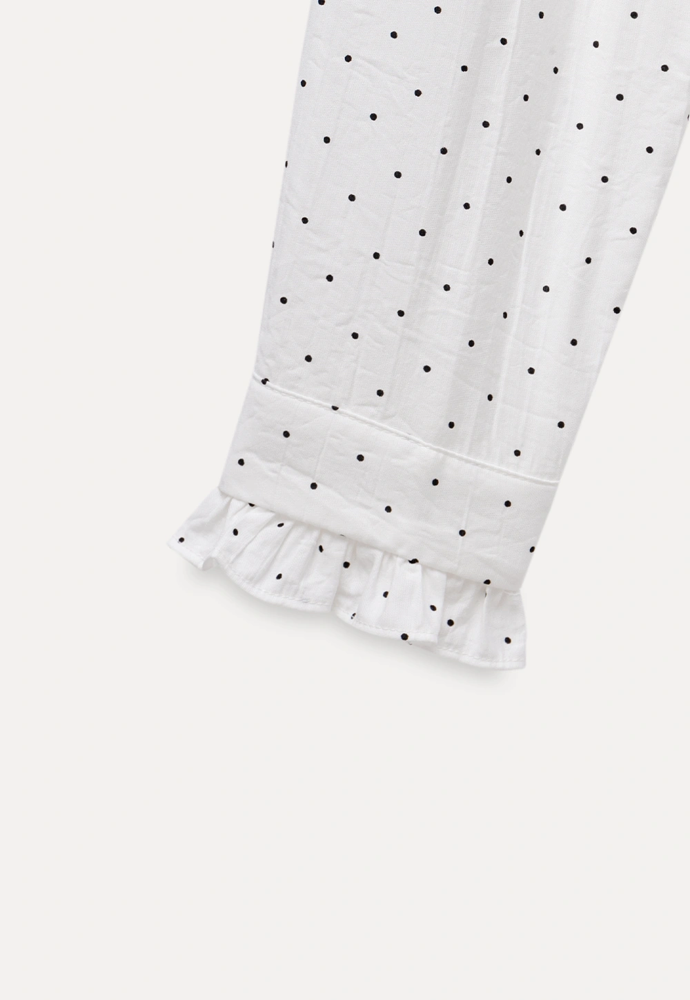 Womens Polka Dot Ruffle Trim Blouse with Bow Tie Neck