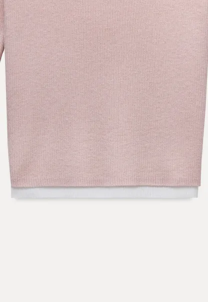 Contrast Layered Knit Long Sleeve Top