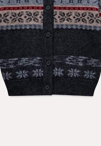 Reindeer Snowflake Pattern Knit Cardigan