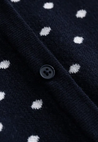 Vintage-Inspired Polka Dot Knit Cardigan