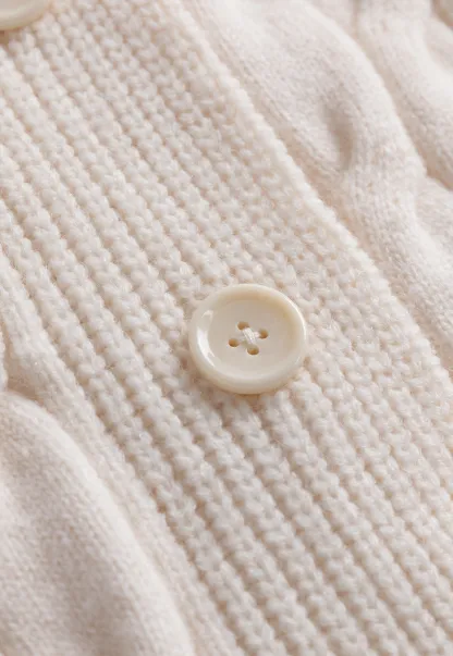 Womens Cable Knit Cardigan Sweater with Matching Scarf