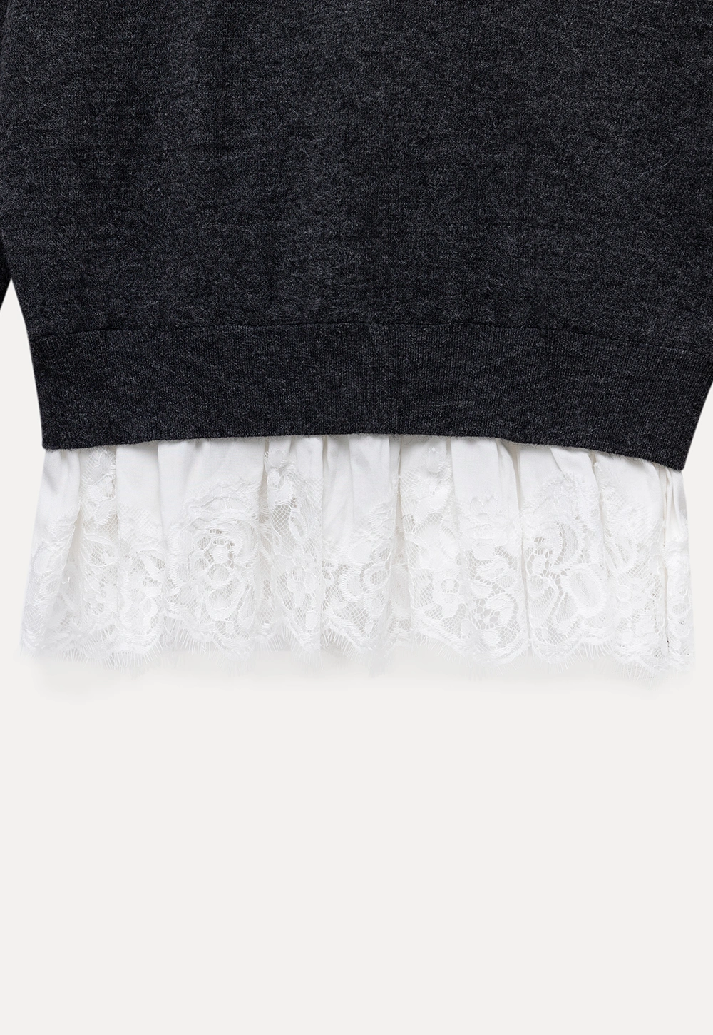 Womens Knit Sweater with Lace Hem