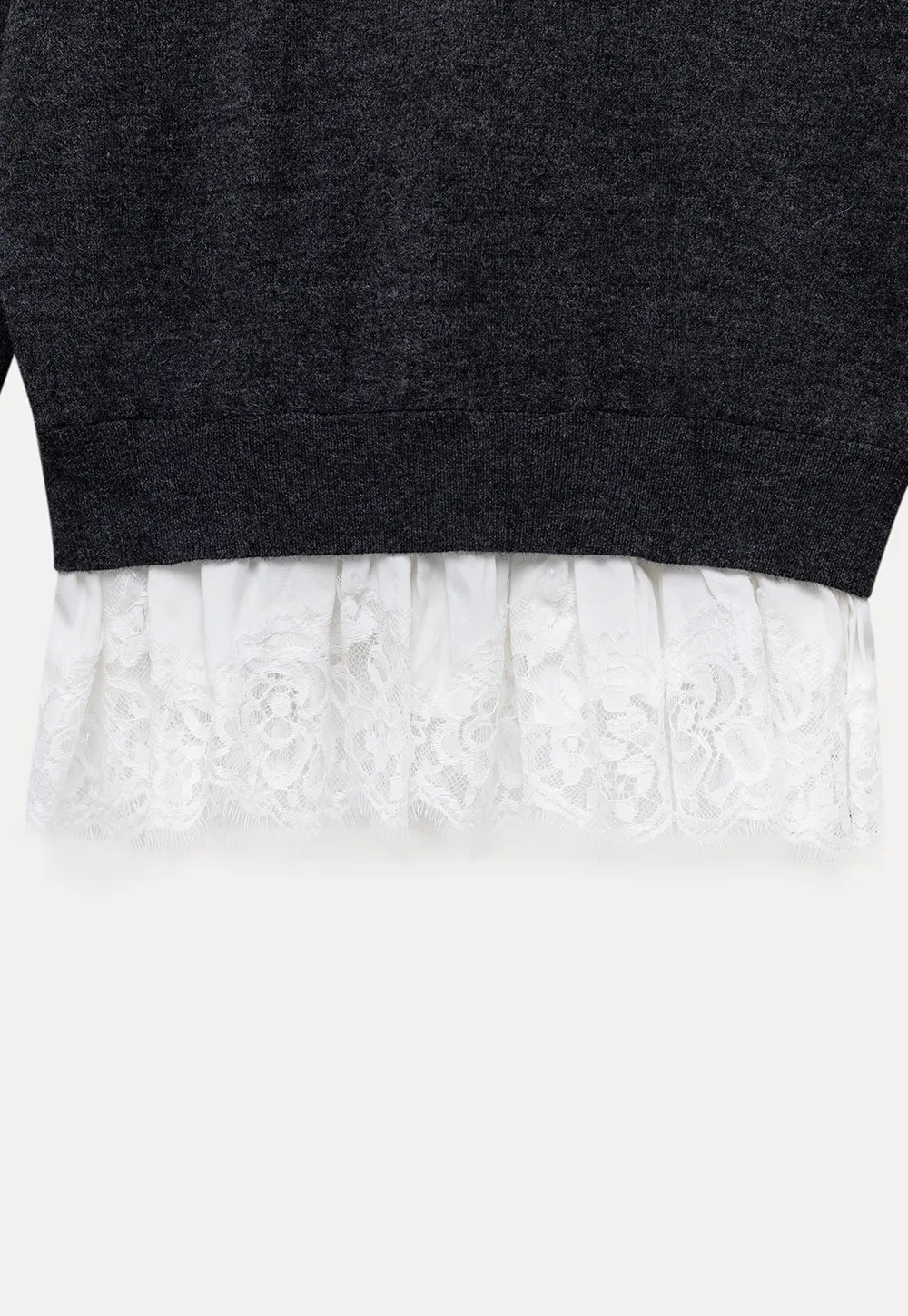 Womens Knit Sweater with Lace Hem