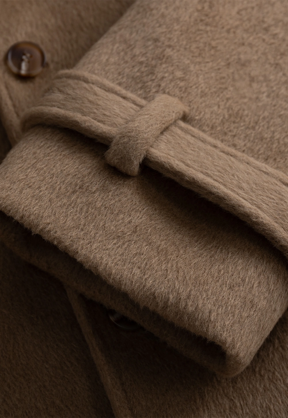 Elegant Double-Breasted Trench Style Wool Coat