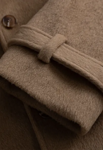 Elegant Double-Breasted Trench Style Wool Coat