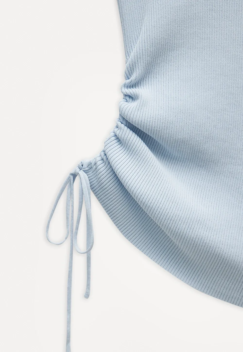 Side-Tie V-Neck Ribbed Top