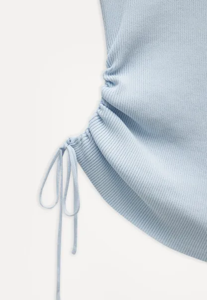 Side-Tie V-Neck Ribbed Top