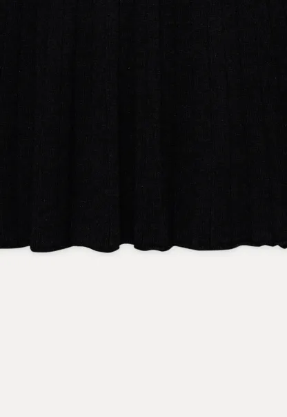 Women Black Sweater Dress with White Collar and Belt