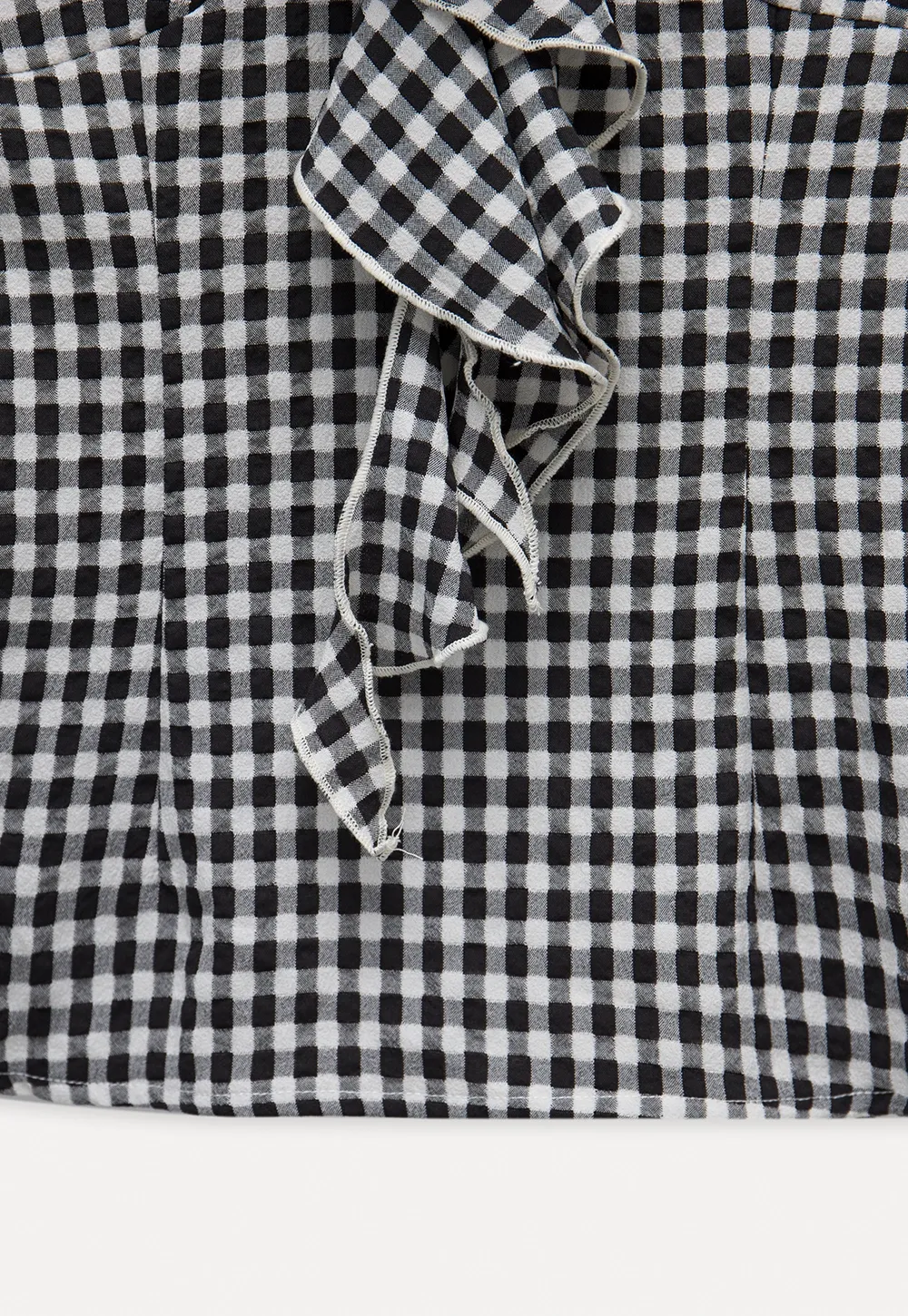 Ruffled Gingham Check Sleeveless Top
