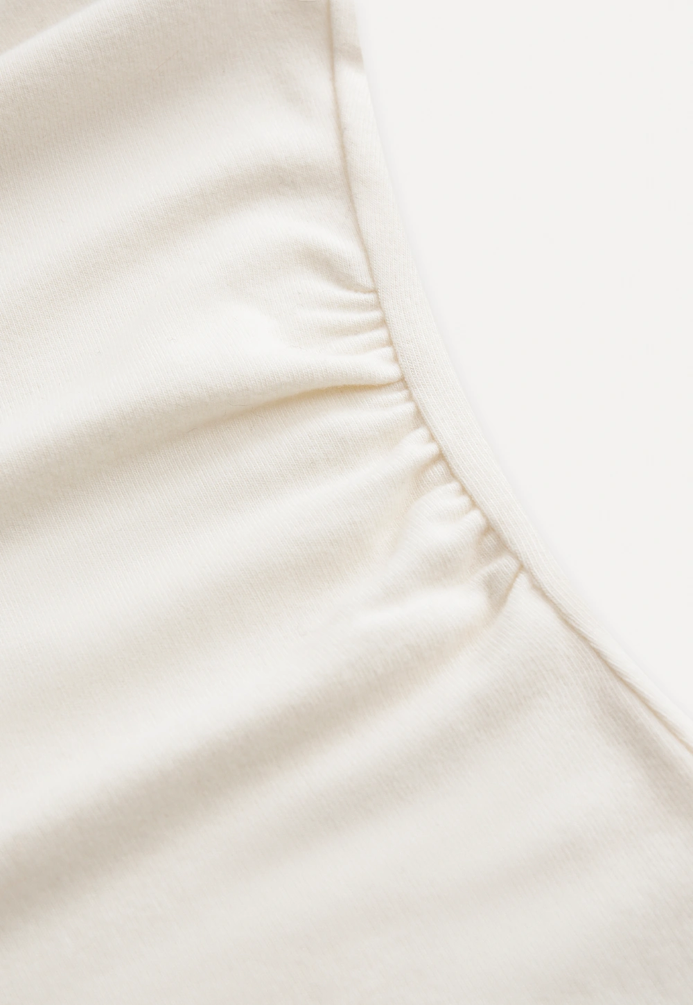 Women Cream White Lace Cuff High Neck Tee