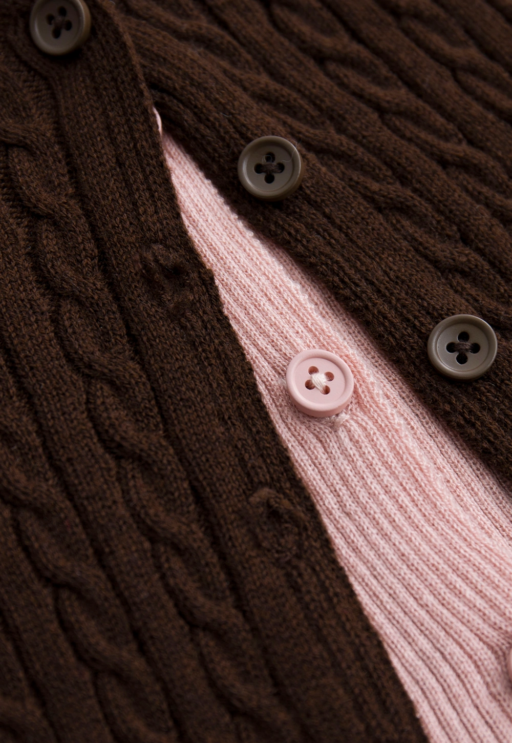 Two Tone Cable Knit Cardigan for Women