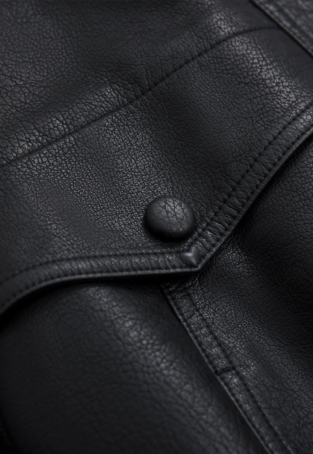 Faux Leather Jacket with Shearling Collar