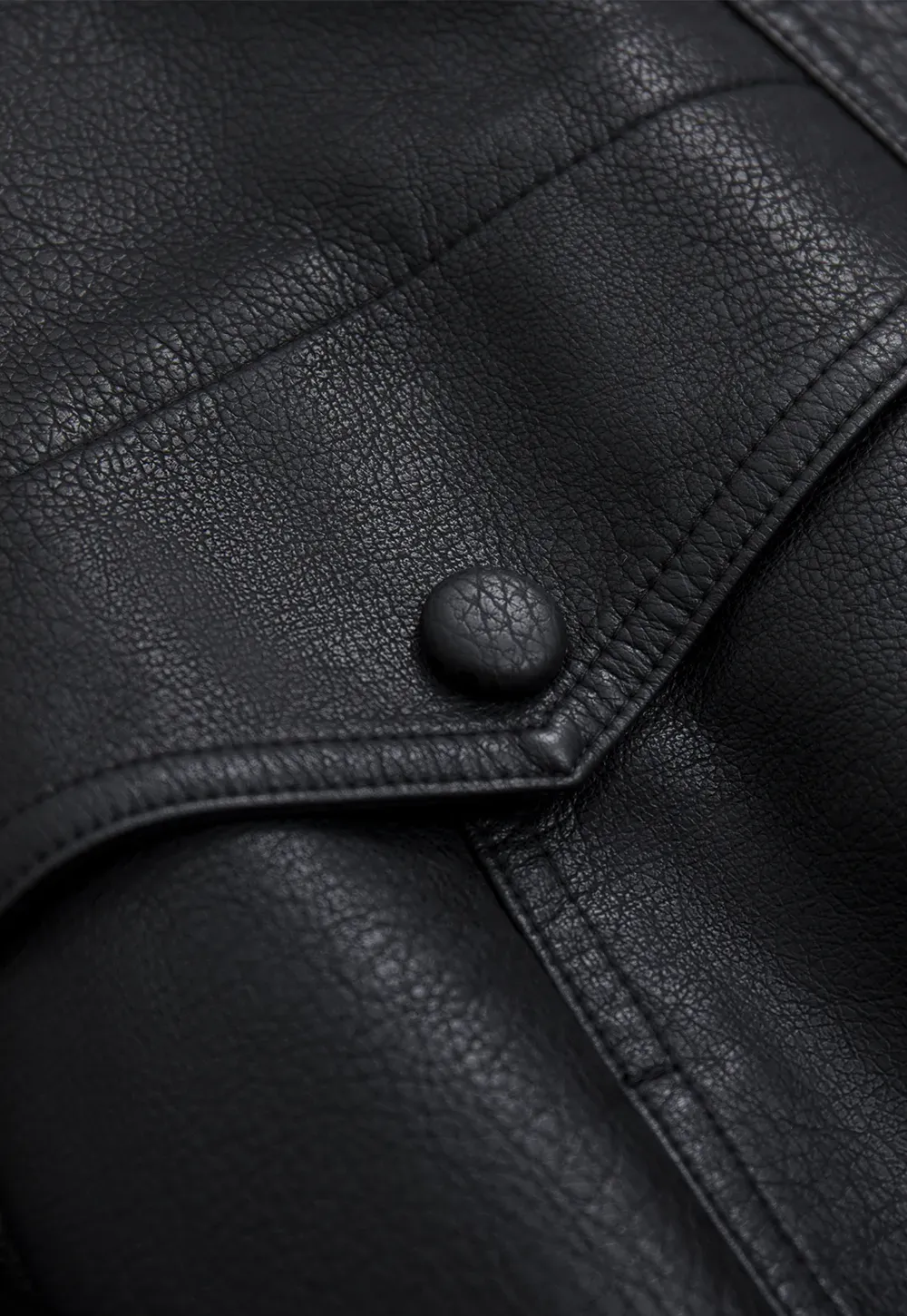 Faux Leather Jacket with Shearling Collar