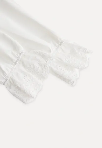 Women Ruffle Lace V Neck Long Sleeve Blouse