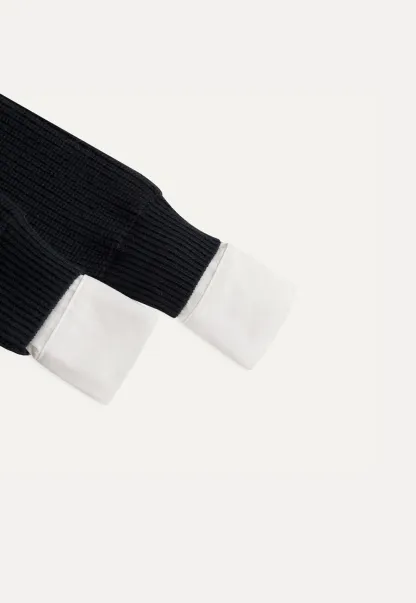 Layered Sweater with Shirt Collar