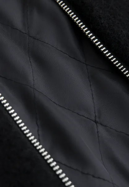 Women Faux Fur Collar Zip Up Short Jacket