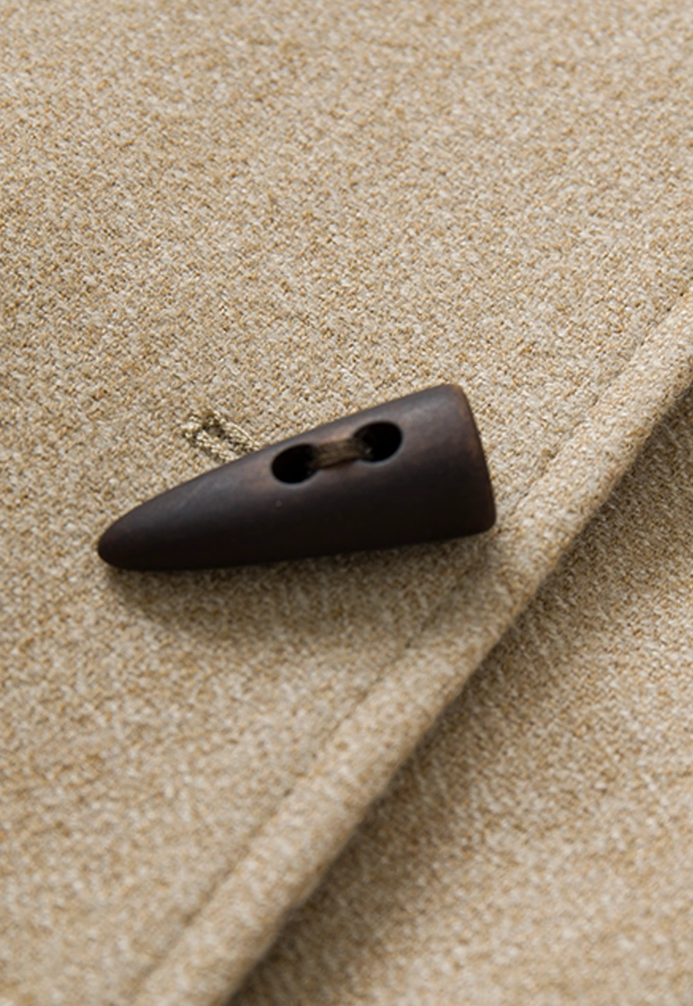 Womens Stand Collar Toggle Wool Coat with Plaid Trim