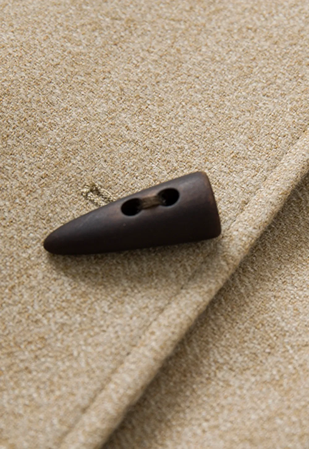 Womens Stand Collar Toggle Wool Coat with Plaid Trim