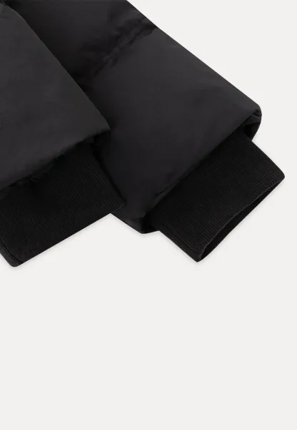 Stylish Black Winter Coat Jacket with Fur Hood