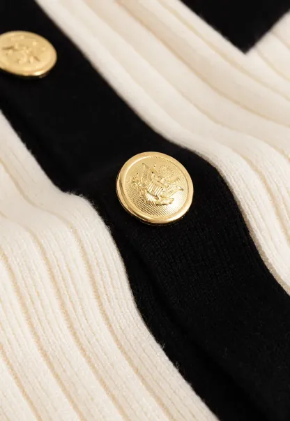 Contrast Trim Ribbed Knit Cardigan