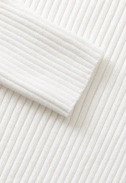 Womens Ribbed Long Sleeve Top with Bow Detail