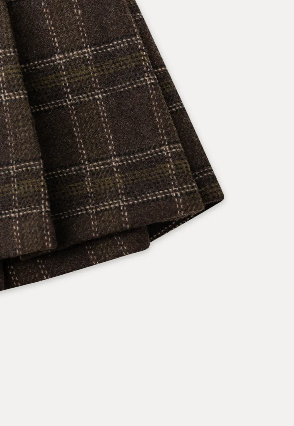 Womens Plaid Pleated Mini Skirt with Button Detail