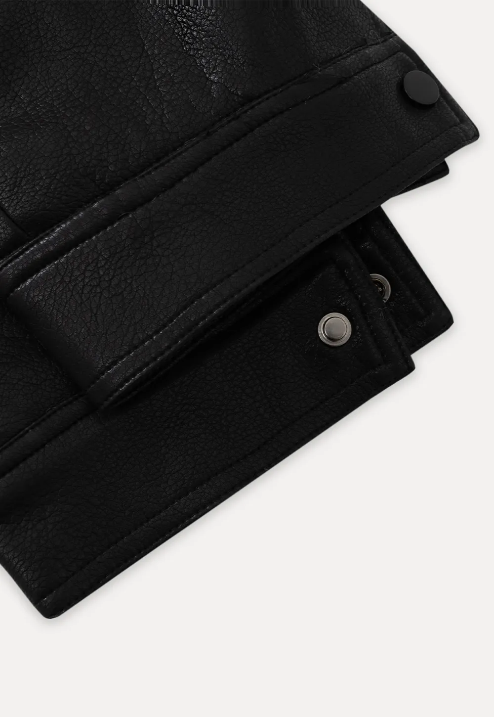 Faux Leather Jacket with Faux Fur Collar