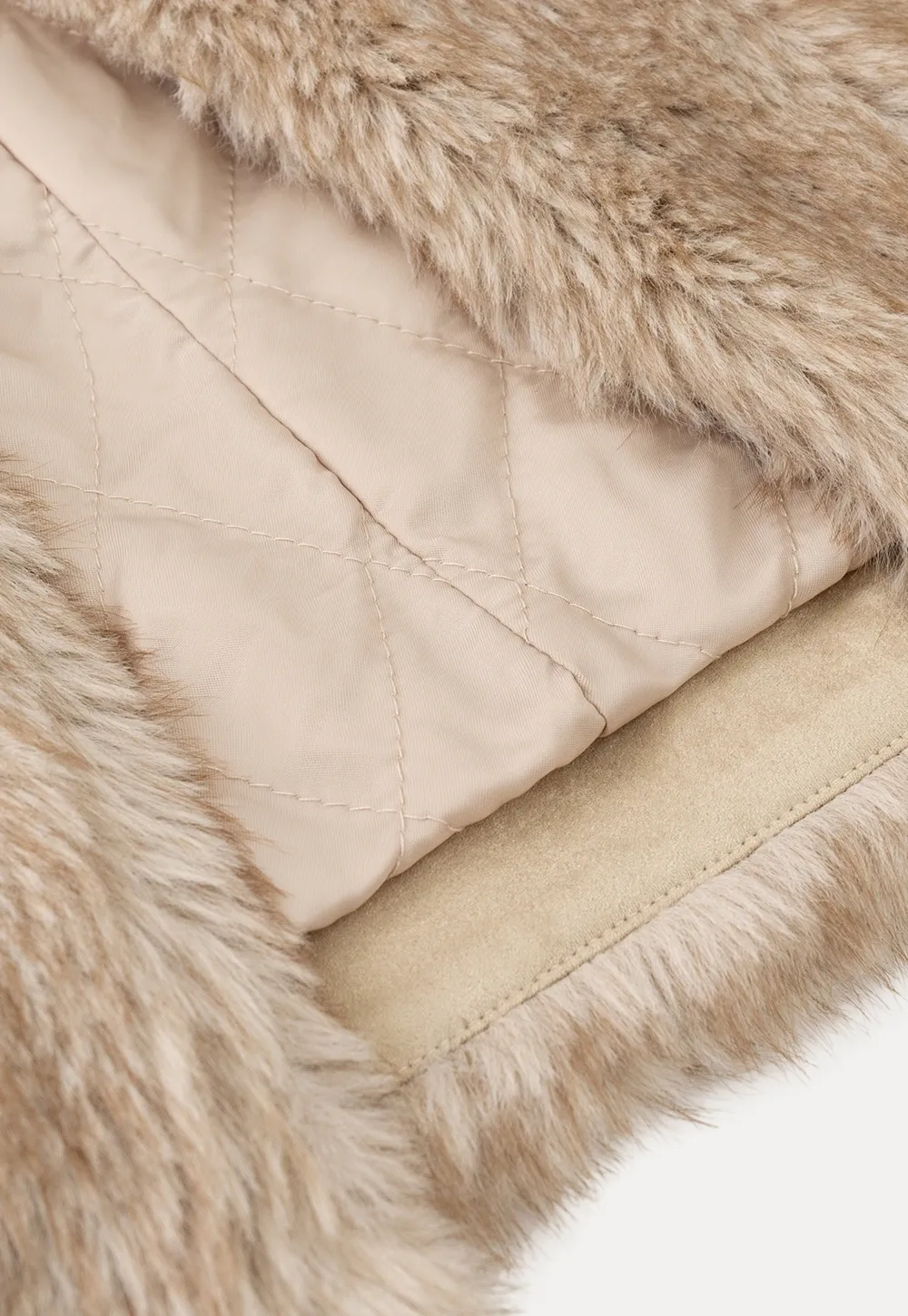 Women Faux Fur Cropped Jacket with Buckle Closure