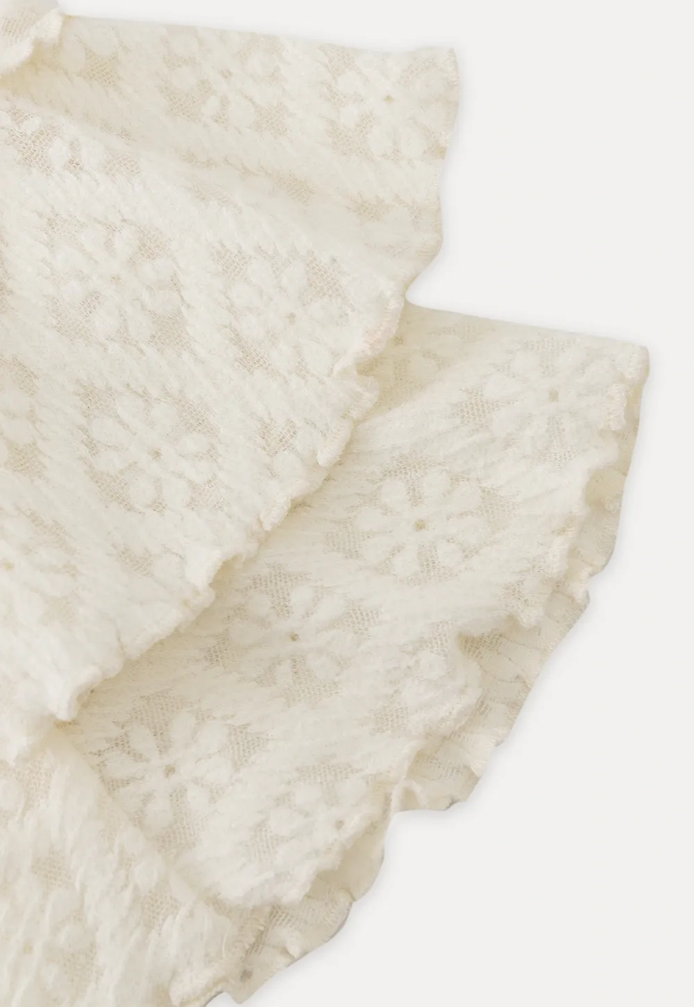 Elegant White Floral Lace Knit Long Sleeve Blouse