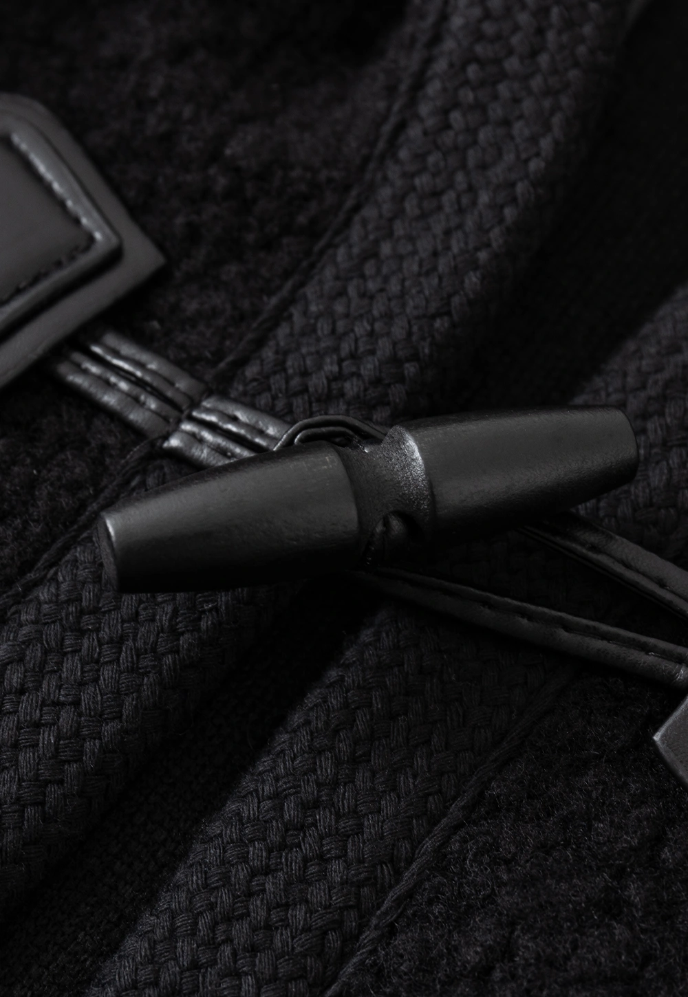 Stylish Black Woolen Coat with Sailor Collar