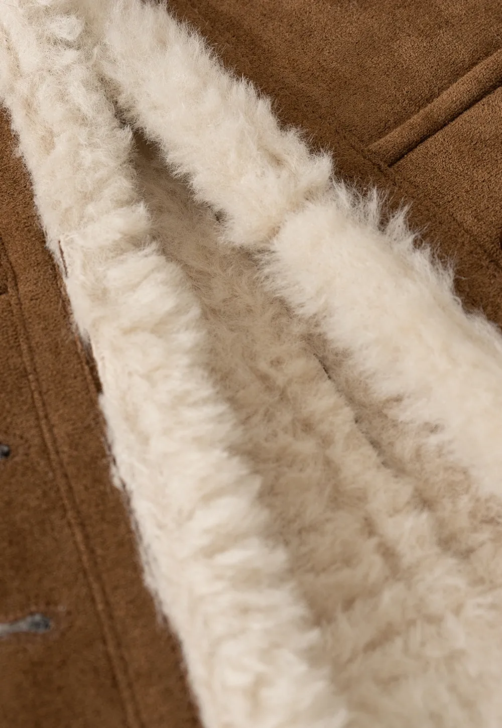 Women Brown Suede Shearling Vest with Warm Fleece Lining