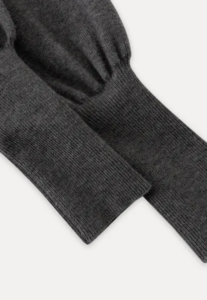 Women V-Neck Cardigan with Puff Long Sleeves