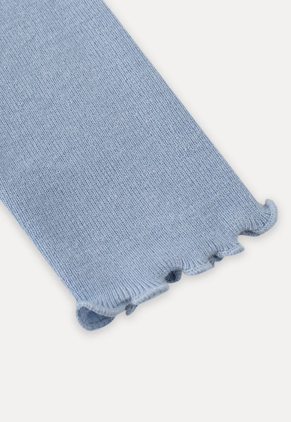 Chic Light Blue Ruffle Trim Turtleneck Sweater