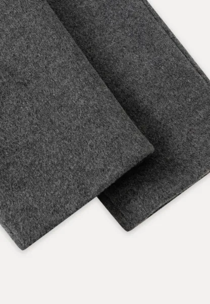 Women Classic Wool Coat with Button Details and Waist Belt