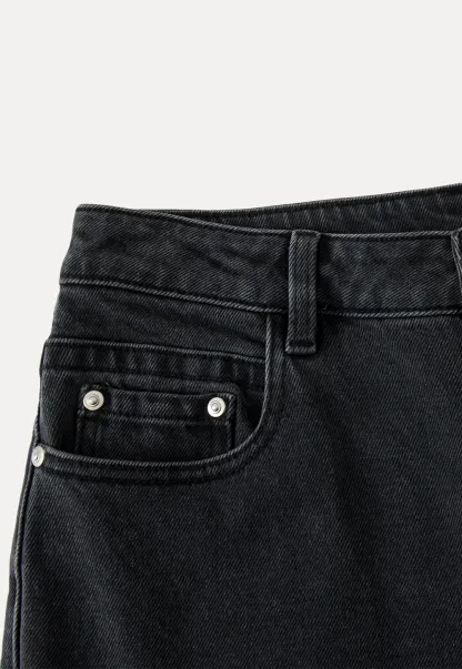 High-Waisted Black Wide-Leg Denim Jeans