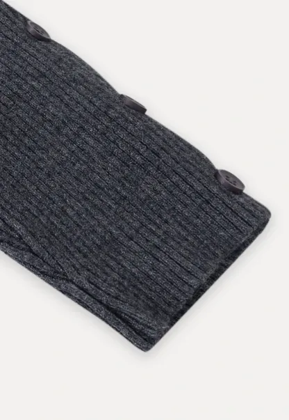 Stand-Collar Twist Button Knit Top