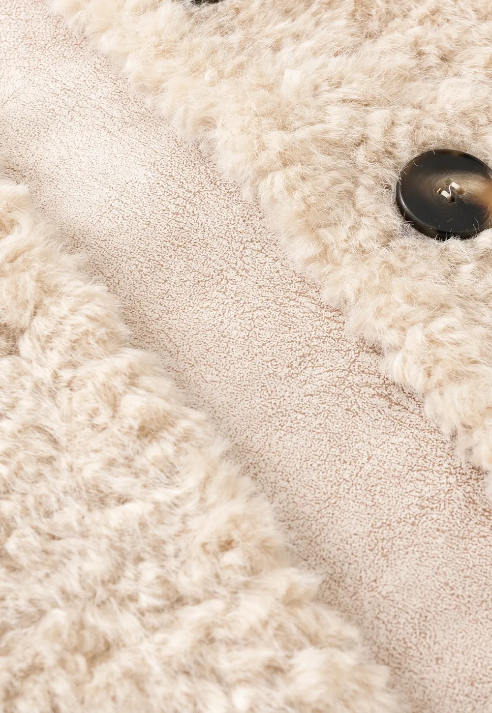 Women Long Fuzzy Teddy Coat with Attached Scarf