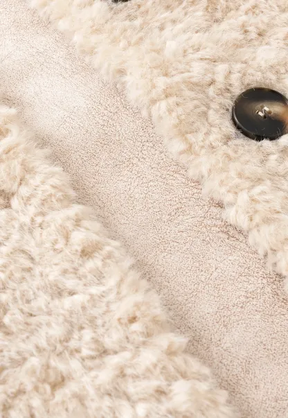 Women Long Fuzzy Teddy Coat with Attached Scarf