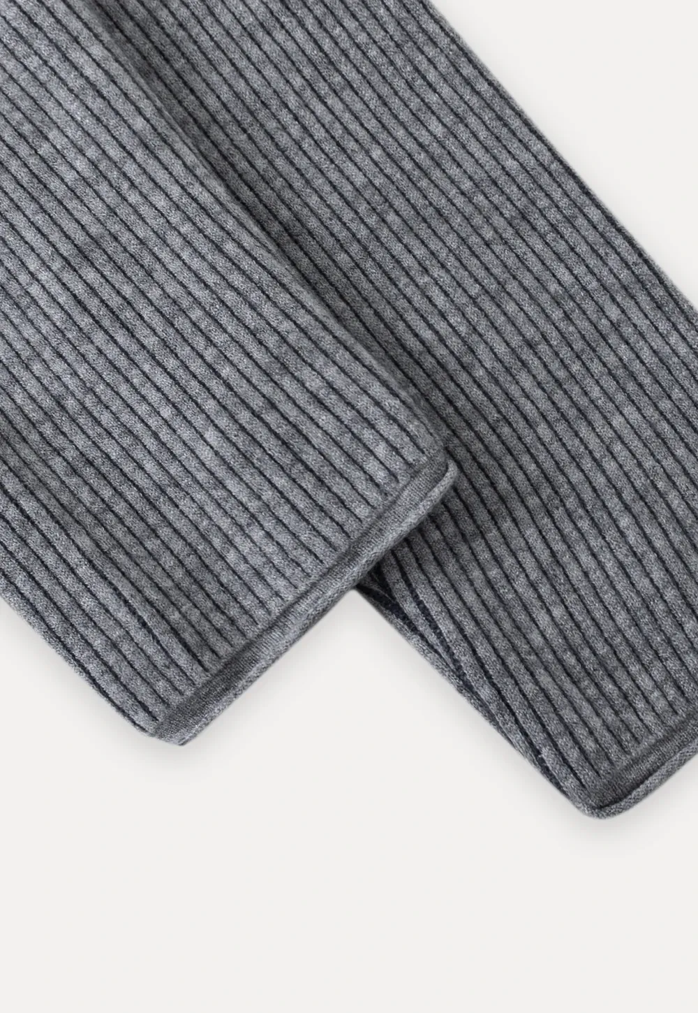 Stand-Collar Ribbed Fleece Knit Top