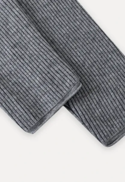 Stand-Collar Ribbed Fleece Knit Top