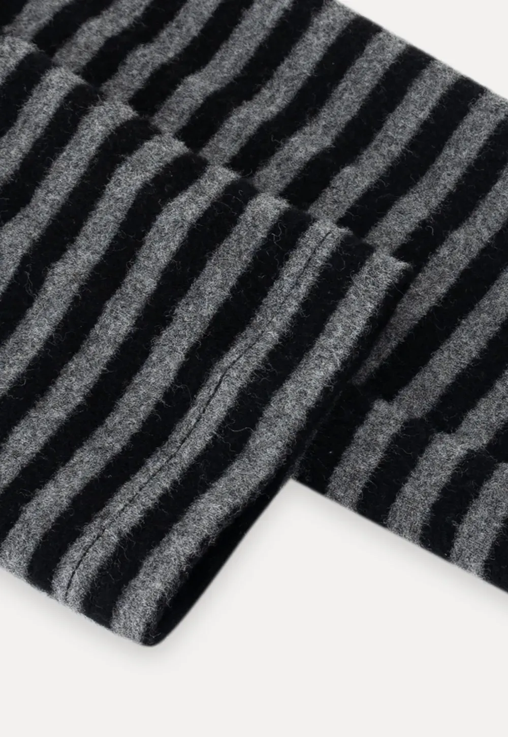 Striped Mock Neck Slim Long Sleeve Tee