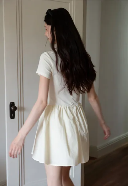 Square Neck Short Sleeve Dress for Women