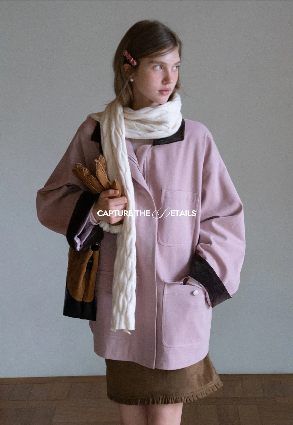 Contrast Collar Pocket Jacket