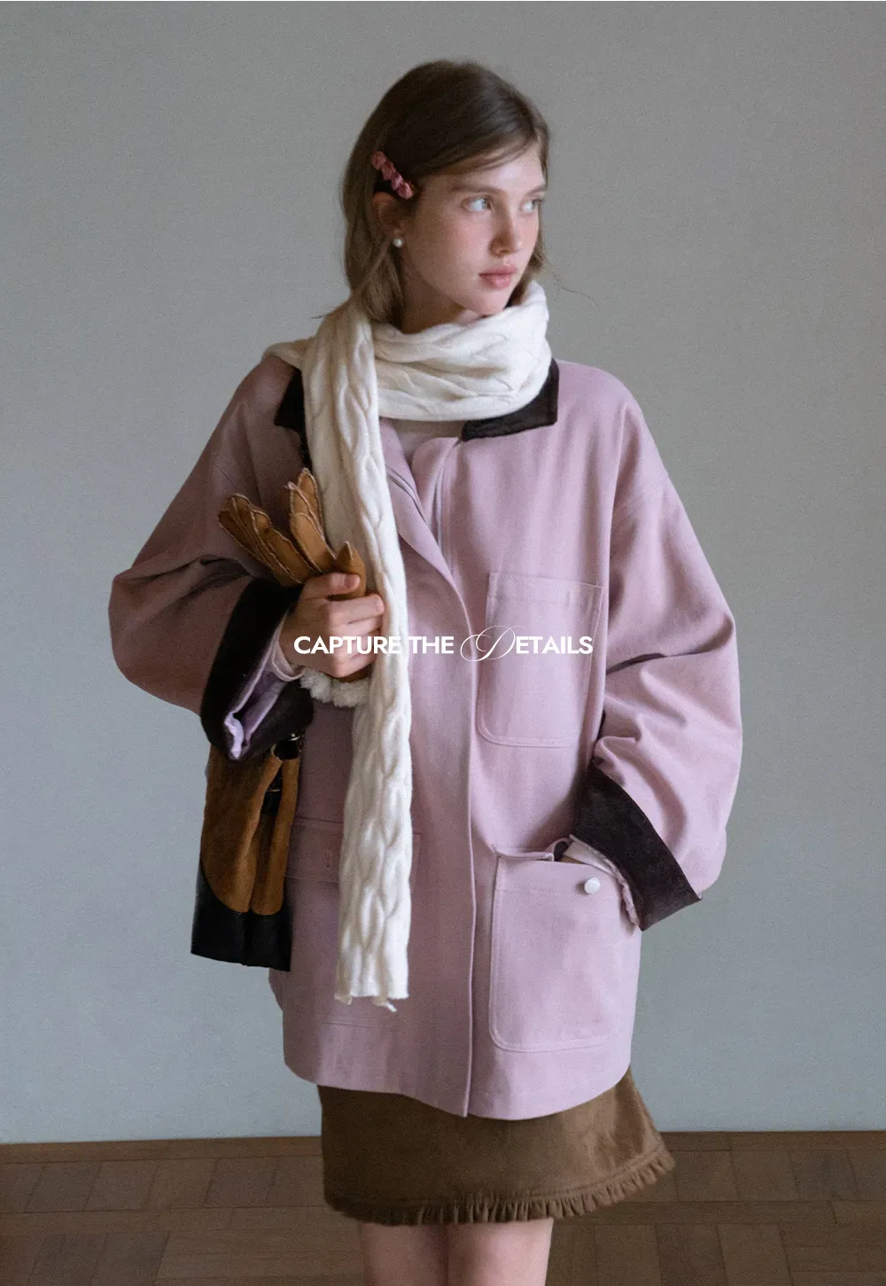 Contrast Collar Pocket Jacket