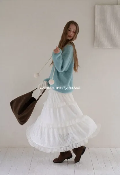 Tiered Lace Midi Skirt